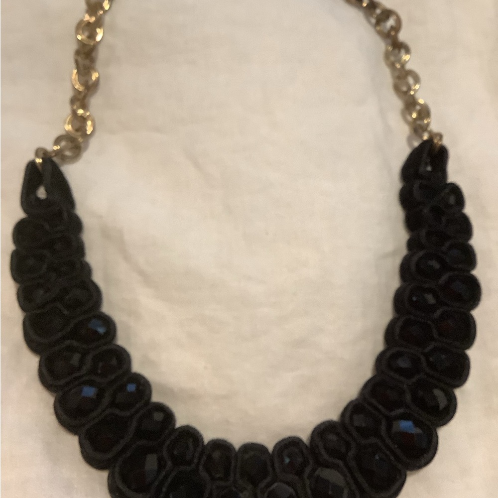 Black Jet bead collar necklace